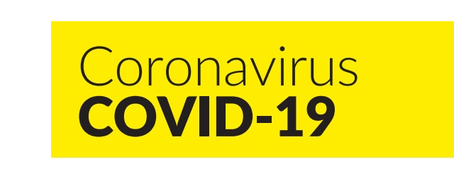 Coronavirus COVID-19 text over yellow background