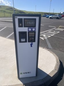 Donegal Airport carpark ticket scanner, outside on a sunny day