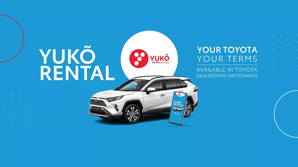 Yuko car rental image on blue background