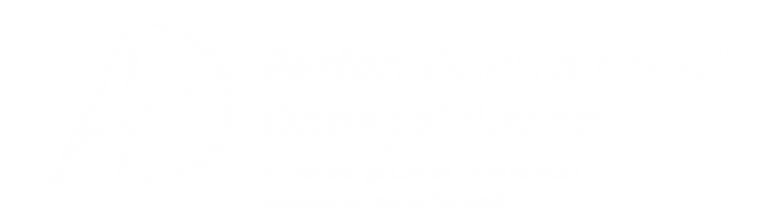 Aerfort Dhún na nGall logo in white with no background,